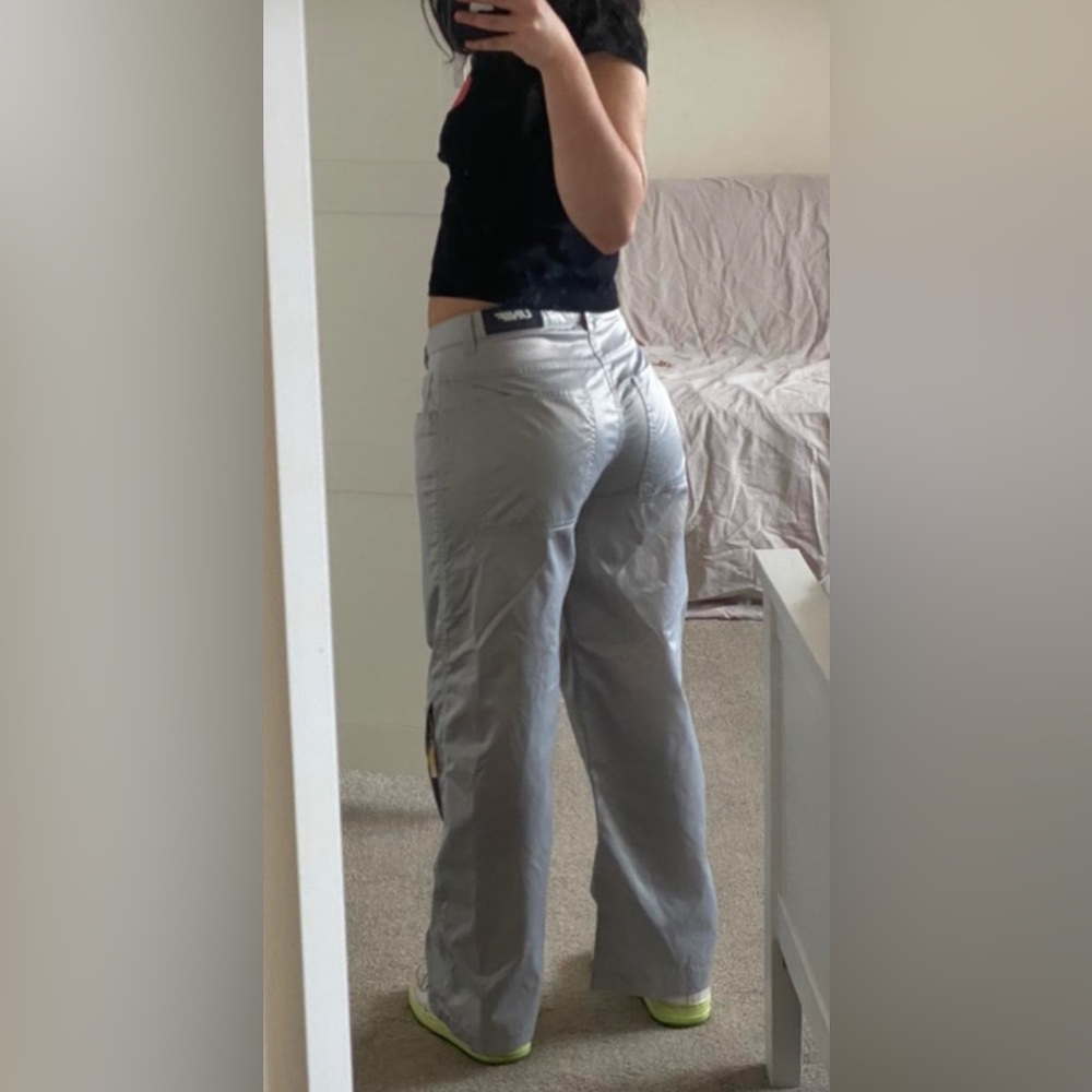 NWT UNIF Vintage Women's Silver Cargo Wide Leg Pants Size 24 (US 0)